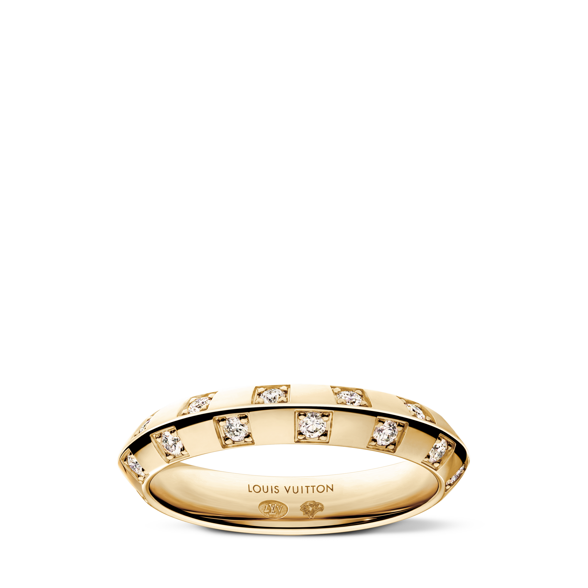 Le Damier de Louis Vuitton Small Ring, Yellow Gold and Diamonds